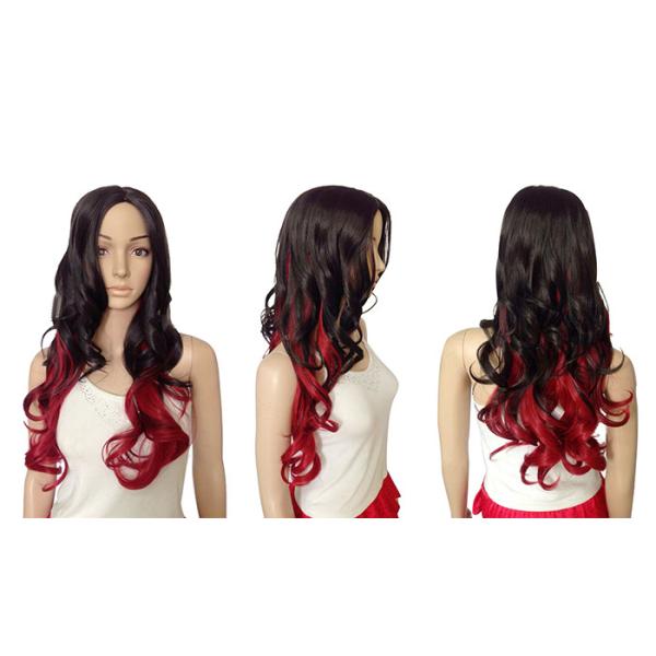 Sexy Fascinating Long Synthetic Wigs Mixed Red Wig 22 Inches , Long Wavy Hair Style