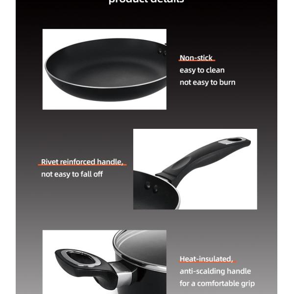 Hot Sale 10 Pcs Aluminum Cooking Pot Set Custom Pots And Pans Cookware Black Nonstick Cookware Sets With Glass Lid