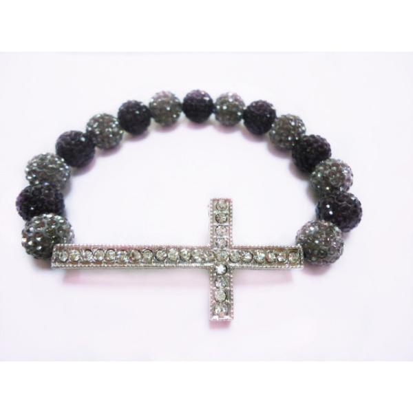 Страз черный/ювелирные изделия браслета шарика Шамбалла серебра косые перекрестн