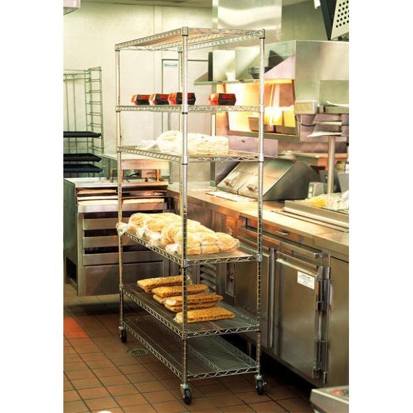 Large Metal Storage Shelves For Kitchen With Wheels / Adjustable Shelving Unit