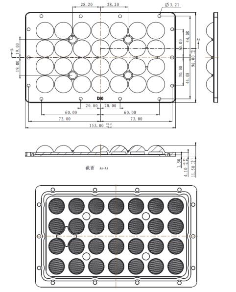 Customized 3030 SMD LED PCB Board for 35–50W LED Light Modules with 90 Degree Beam Angle and Optical PC Lens