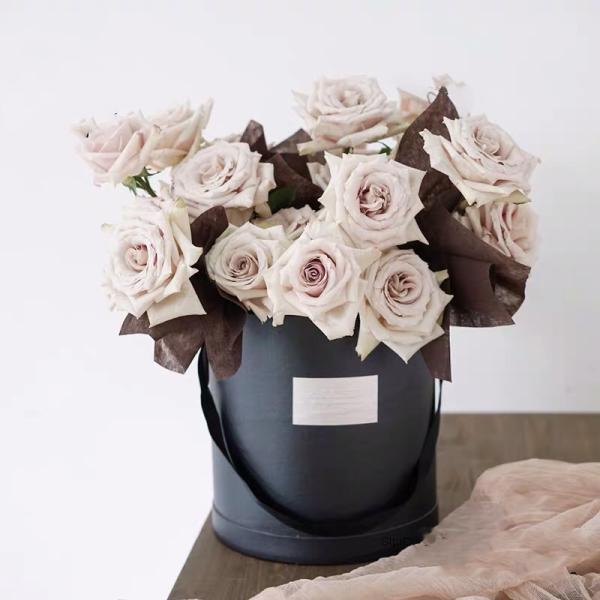 3 мм толщины индивидуальный логотип Розовое золото штампованный круглый цветочный подарочный ящик с крышкой и ручкой