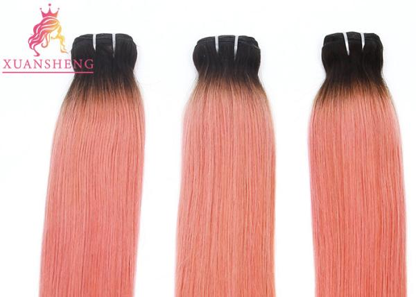 Pretty Pink Color Custom Made Human Hair Wigs / Weave Straight Pink Hair Bundles