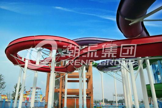 Customized Color Spiral Fiberglass Water Slides Galvanized Carbon Steel Frame