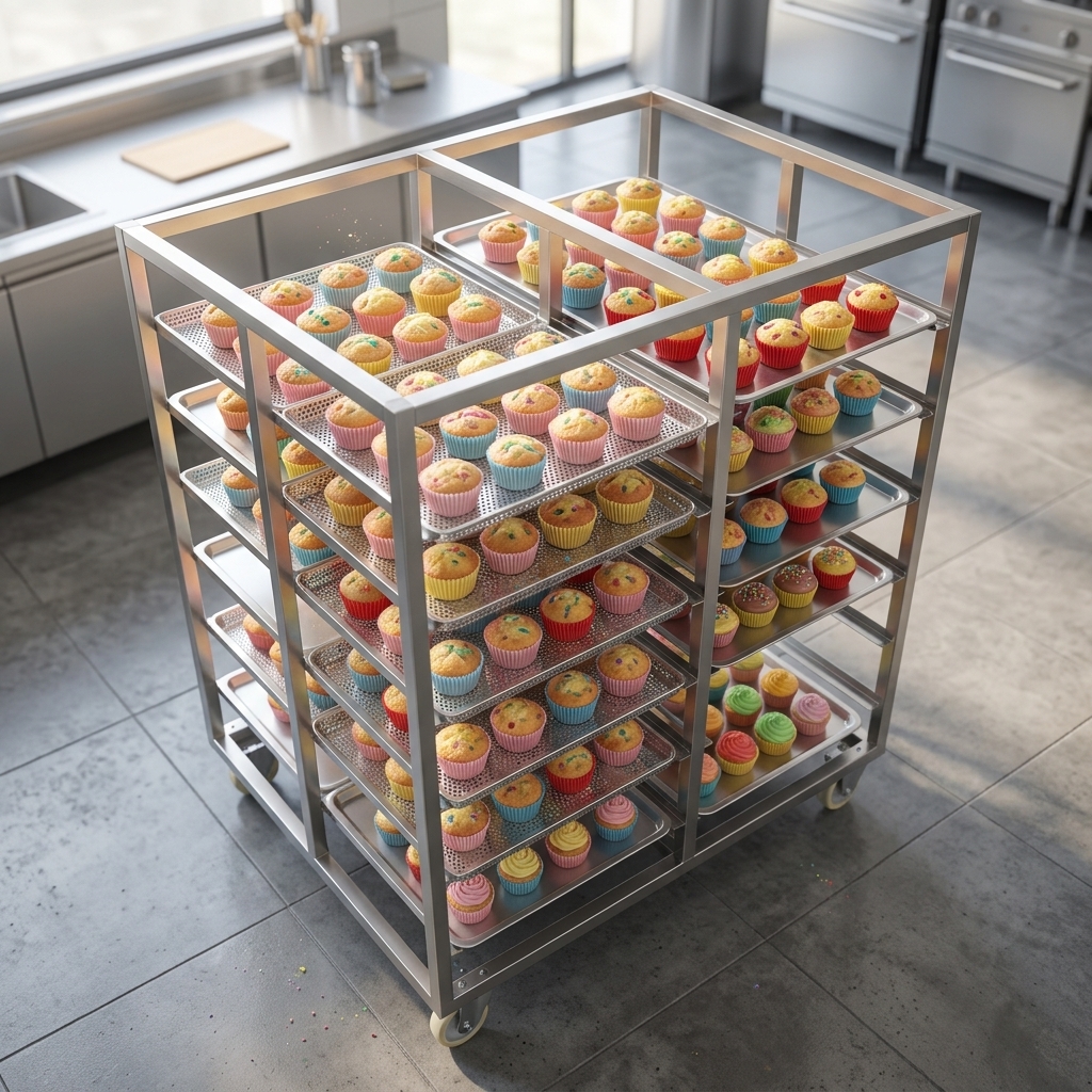 SS304 Bakery Cooling Rack Trolley 20 Tiers Bakery Oven Trolley