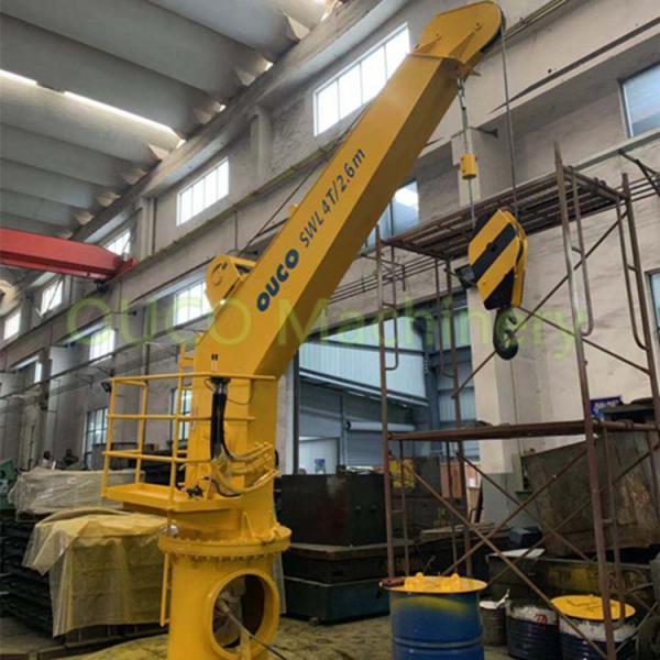 4 Ton Marine Stiff Boom Crane , Electric Hydraulic Deck Crane 12 Months Warranty