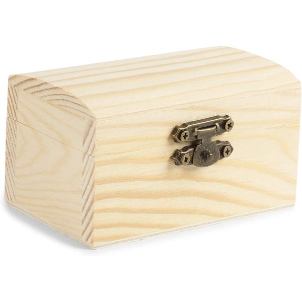 Bright Creations Unfinished Wood Treasure Chest Box with Lid & Locking Clasp 3.5 x 2.2 x 2 inches