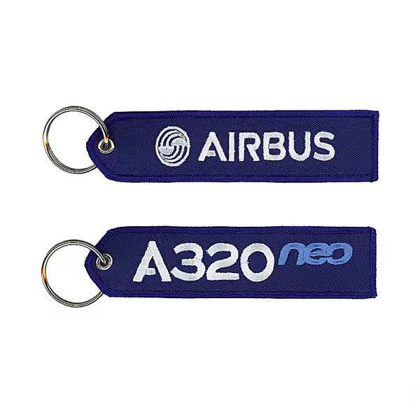 Wholesale Olecranon Hook Cheap Custom Flight Fabric Embroidery Jet Tag Woven Keychain With Your Own Logo