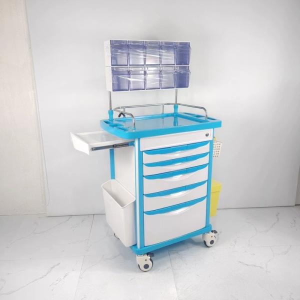 ABS Anesthesia Medical Trolley With 5 Locking Drawers Inside Dividers Compartments