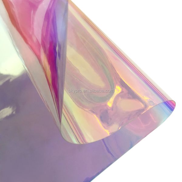 Transparent Rainbow Dichroic Iridescent PVC Film Plastic Sheet for Custom Size Raincoat and Decoration