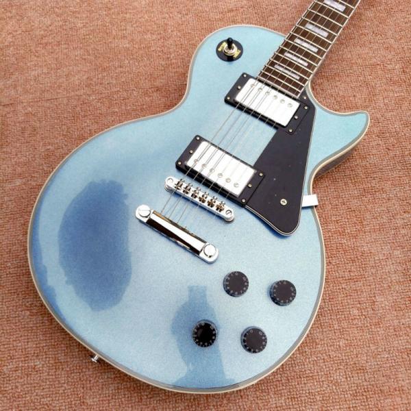 New style high quality custom LP electric guitar, metallic blue, chrome hardware electric guitar, free shipping