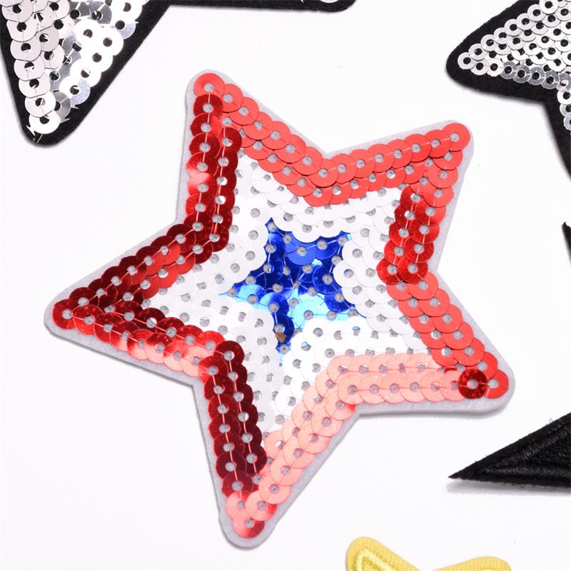 35PCS Computer Embroidered Label Sequin Cloth Paste Love Five-Star Patch Stage Clothing Bag Cap Accessories Embroidery Sticker