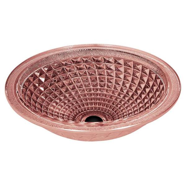 Funnel Shaped Rose Gold Bathroom Sink Crystal Chromed 450mm Length
