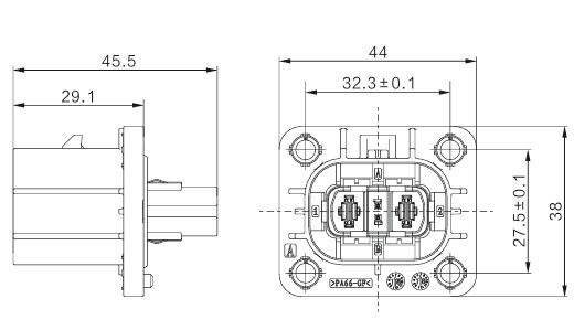 Neopower 2 Pin High Voltage Electrical Connector 40A 1000V with HVIL, Poka-Yoke & 360° Shielding