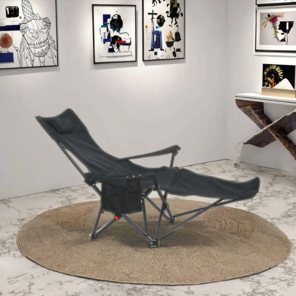 Modern Outdoor Iron Frame Moon Chair Folding Camping Chair Foldable Eco-Friendly Portable for Camping Fishing Beach Use