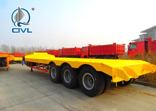 Flat Bed Container Semi Trailer Trucks Loading 40 - 50 Ton Fuwa Axle Jost Support Leg
