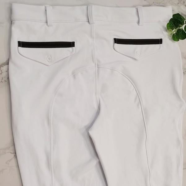 Zipper White Man'S Competition Horse Riding Reeches With Pockets