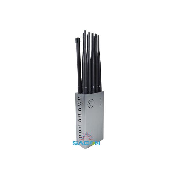 10W High Power Portable Mobile Phone Jammer with 8000mAh Battery and 10 Omni Antennas