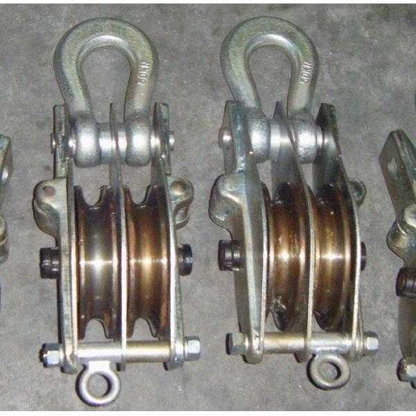 QHS 50KN Dual Sheave Hoisting Tackle With Both Side Opening Iron Hoisting Block