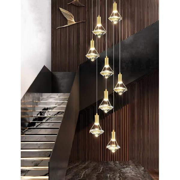 Nordic Luxury Modern Indoor Hotel Villa Restaurant Diamondshape Decorative Creative Crystal Pendant Light