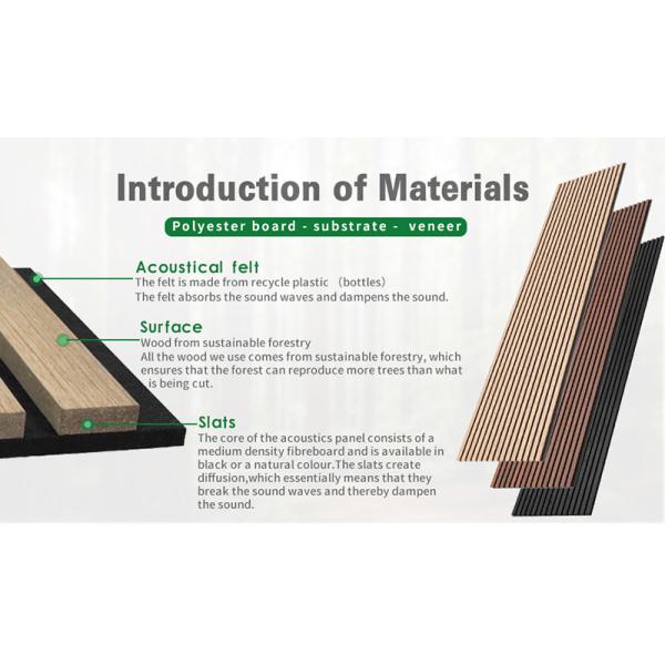 Absorción de sonido de alta calidad 2.4m / 2.7m / 3.0m Acupanela de madera de pizarra de madera acústica de pizarra para pared o decoración