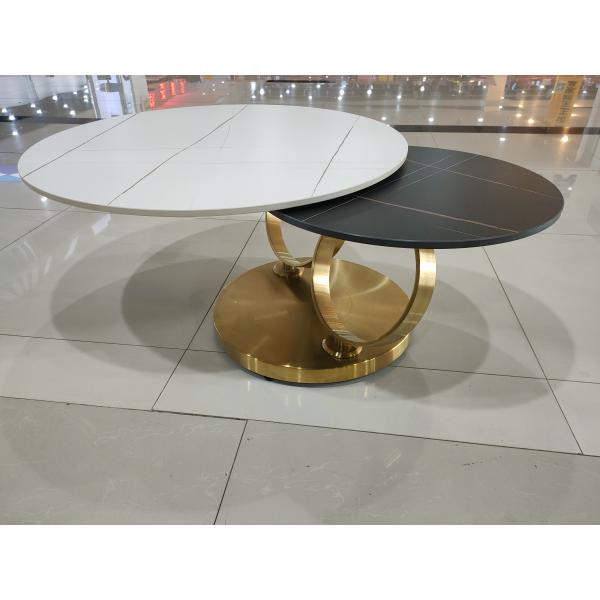 80cm 55cm Rotating Stainless Steel Marble Coffee Table