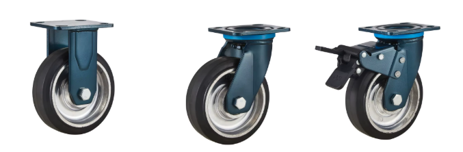 4 / 5 / 6 / 8 Inch Heavy Duty Non Marking Wear Resistant High Elastic Rubber Caster Wheels – Industrial Swivel Mobility Solution