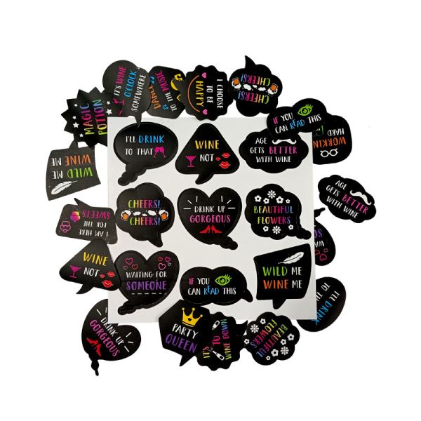 Custom Kiss Cut Self Adhesive Label Sticker Of Wine Beer Glass Waterproof