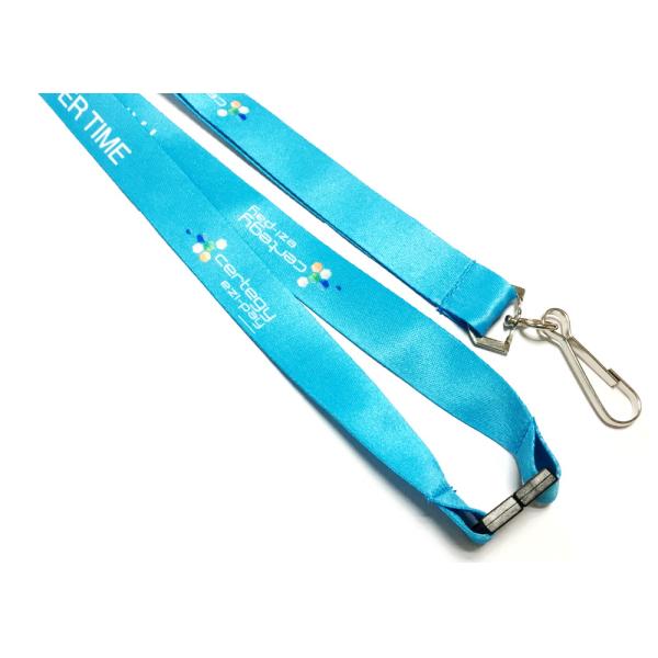 Blue Business Meeting Custom Printed Lanyards J Hook Safety Break Polyester Material