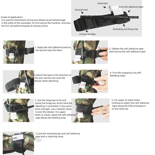 Single Handed Nylon Military Camping Gear 75cm Military Emergency Tourniquet