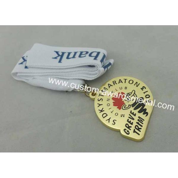 Maraton Sport Enamel Medal Zinc Alloy Ribbons , Customized