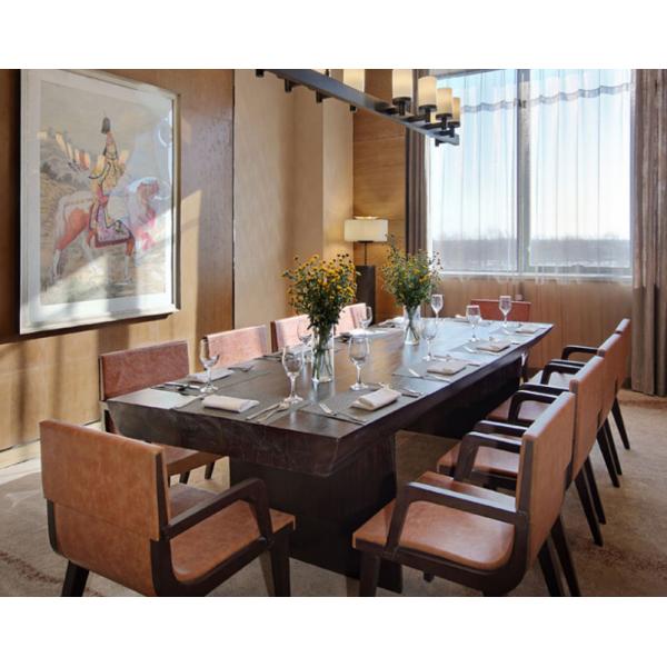 Custom Made Hotel Conference Leather Dining Chairs With Wood Legs