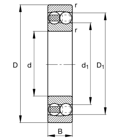 FAG Self-aligning Ball Bearings - Double Row- 40x90x33mm, 23..Series (FAG (Schaeffler)) (2308-TVH),plastic cage
