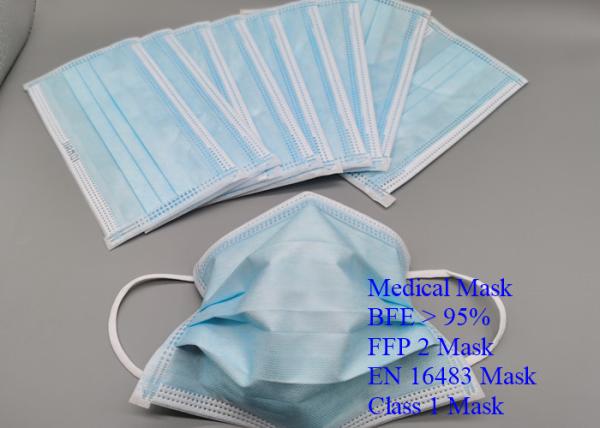 Adjustable Nose Piece Mouth Mask Disposable , Flexible Medical Face Mask
