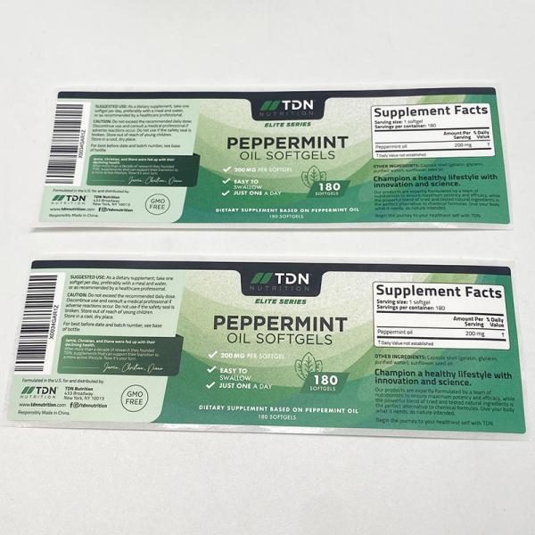 Waterproof Custom Vinyl Label Self Adhesive Healthy Food Sticker CMYK / PMS Color