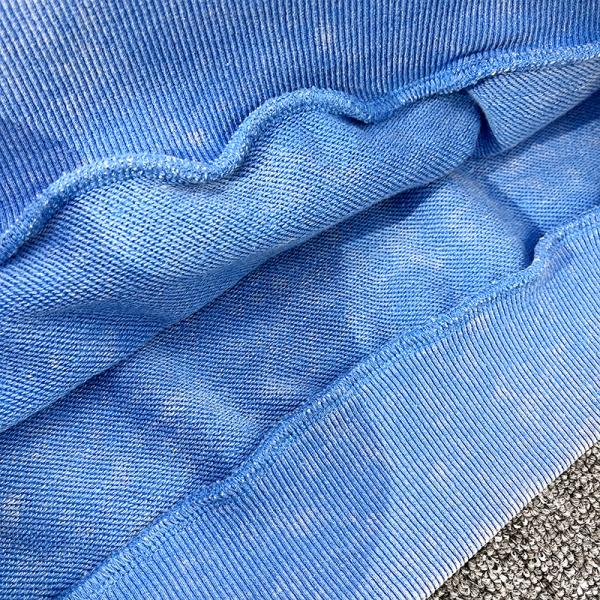 Logotipo personalizado Retro Francés Terry Azul con capucha de aflicción lavado con ácido suéter vintage ropa callejera de moda con capucha