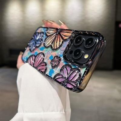 iPhone 12 Pro Max Case 6.7 Inch,Clear 3D Flower Phone Case for Women Girls Luxury Plating Floral Case Cover Estética