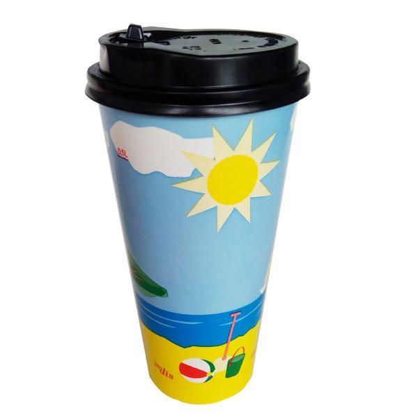 Colorful 425ml Double Wall Paper Cups Insulated Paper Container FDA / FSC