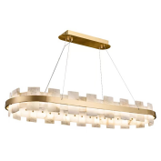 El colgante de gama alta del efecto de mármol de cobre amarillo H65 enciende la luz suave y nebulosa L950*W350