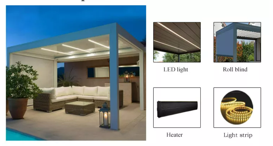 10 x 12 Ft моторизовали перголу алюминиевой Retractable перголы на открытом воздухе Bioclimatic Louvered