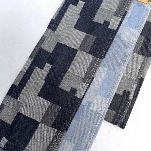 Irregular Checker Jacquard Printed Fabric Non Elastic Denim For Kids Jean Skirt