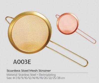 Colored pointed ear stainless steel frying strainer with handle s.s fine mesh strainer