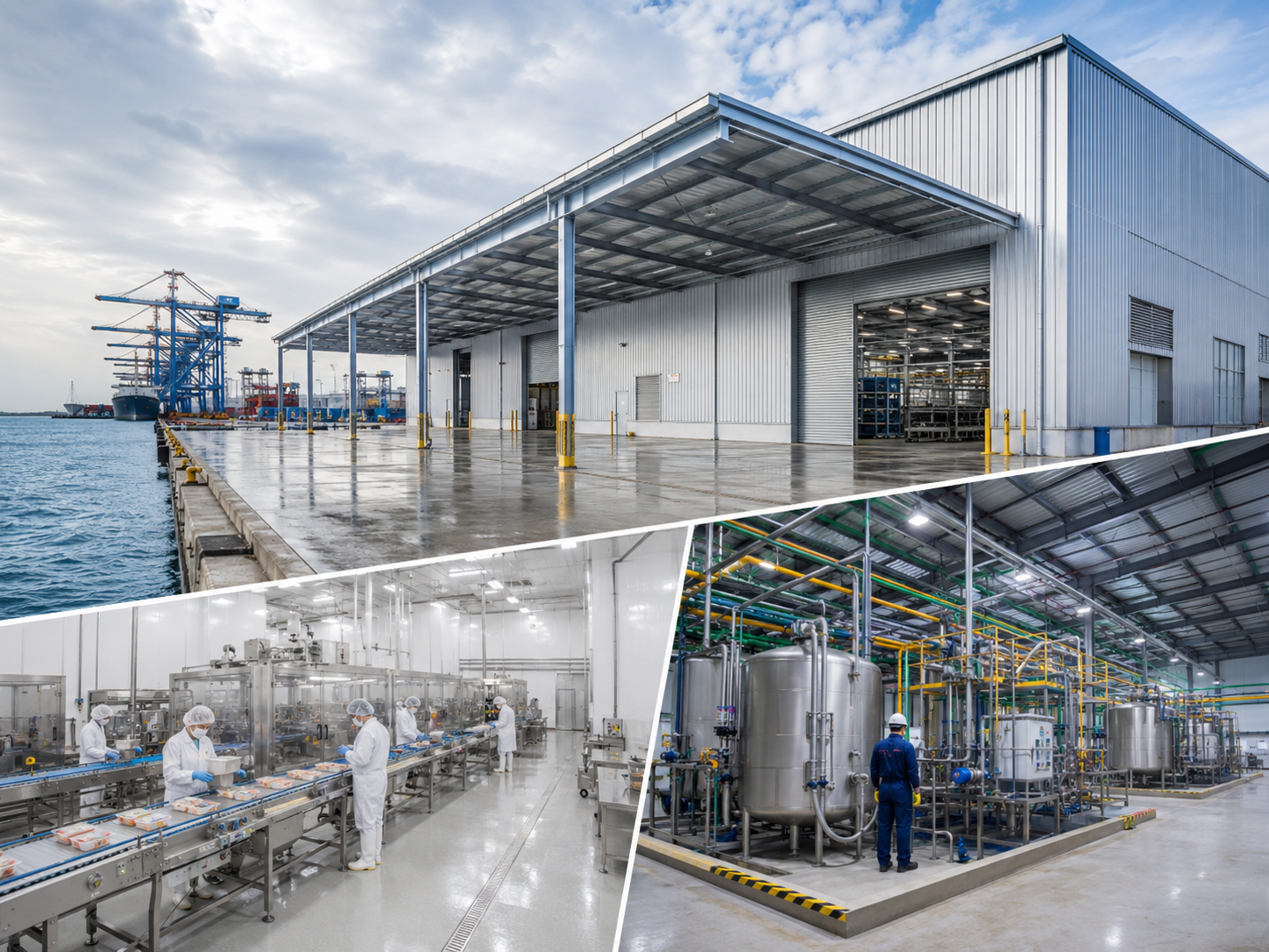 Hot Dip Galvanized Prefabricated Workshop Buildings Corrosion Resistant Frame
