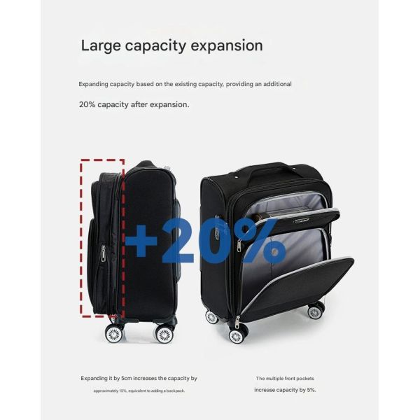 1750 Detachable widened version Soft-shell Luggage with Embedded TSA Lock, Waterproof Oxford Cloth and Silent Universal Aircraft Wheels