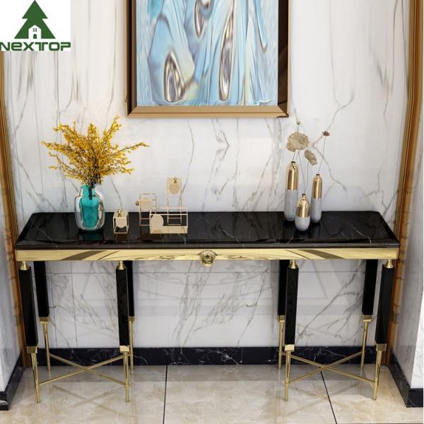 Tabela decorativa de mármore de aço inoxidável da entrada do console do ouro moderno da mobília do hotel de luxo