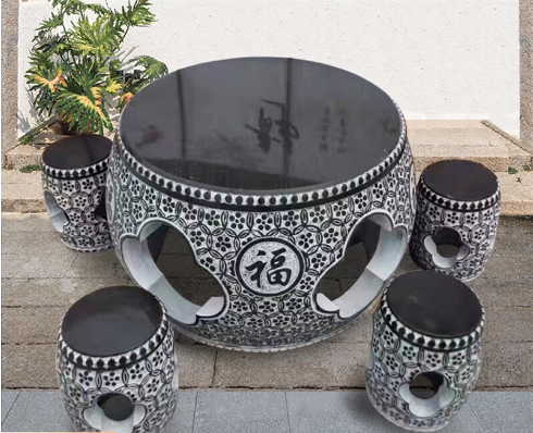 Черный Суд мрамора китайского стиля скульптуры для украшения сада