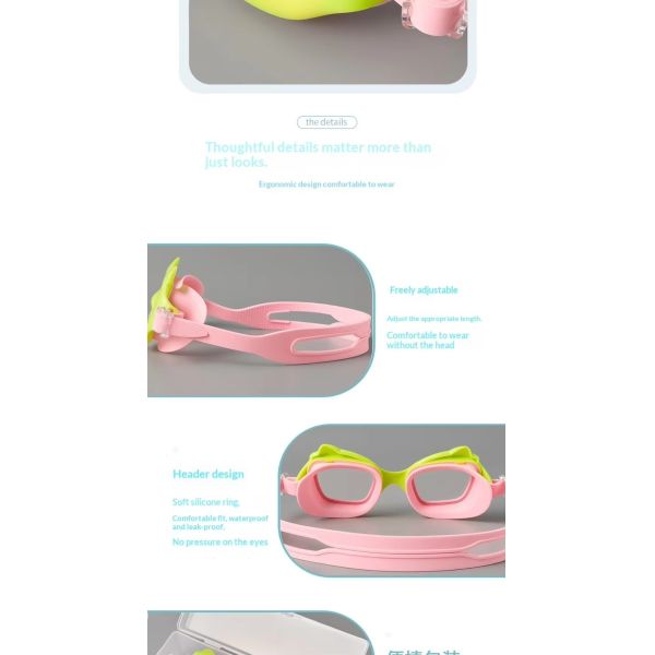 Wholesale Factory Customization Children's Cartoon Cat-Ear Swimming Goggles with Anti-Fog Technology and High-Definition Lens for Clear Vision