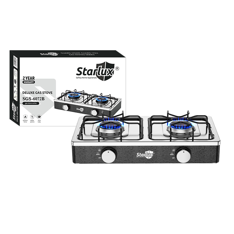 Manual Ignition 2 Burner Gas Hob Black Stainless Steel Oil Resistant Coating Wholesale