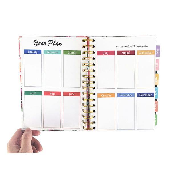 Gold Spiral Binding Academic Year Planner with Work Management and Organized Planning