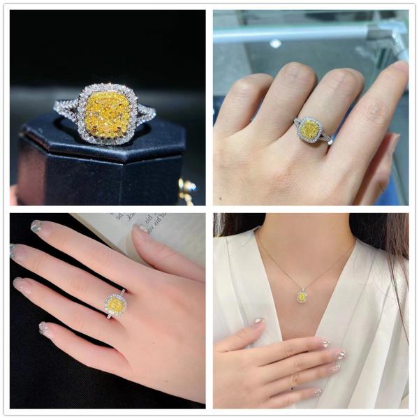 Initial Payment 18K Lab Diamonds Ring and Yellow Diamond Dual Purpose Ring and Pendant